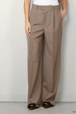 RÓHE Broek - Relaxed single pleated trousers - Khaki
