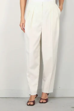 RÓHE broek - Double pleat tailored - cream