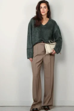 RÓHE Broek - Relaxed single pleated trousers - Khaki