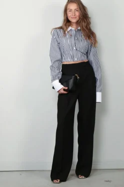 RÓHE Broek - Mid Waisted Pleated Trousers - Black
