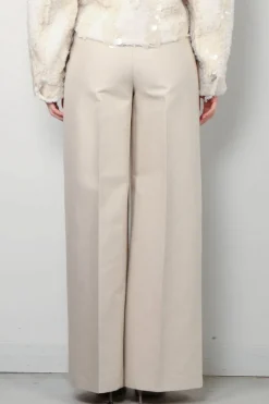 RÓHE Broek - Palazzo Leg Shaped Trousers - Sand