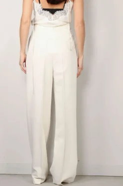 RÓHE Broek - High Waist Tailored Off White Trousers - Off White