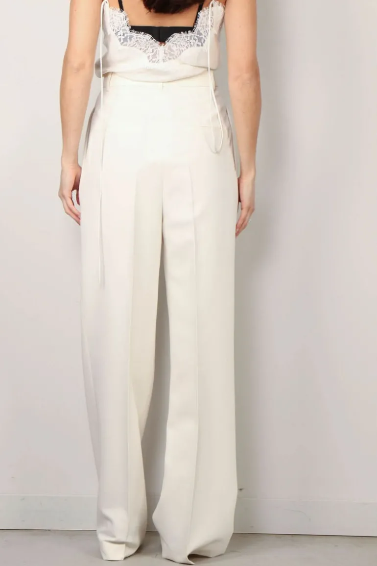 RÓHE Broek - High Waist Tailored Off White Trousers - Off White