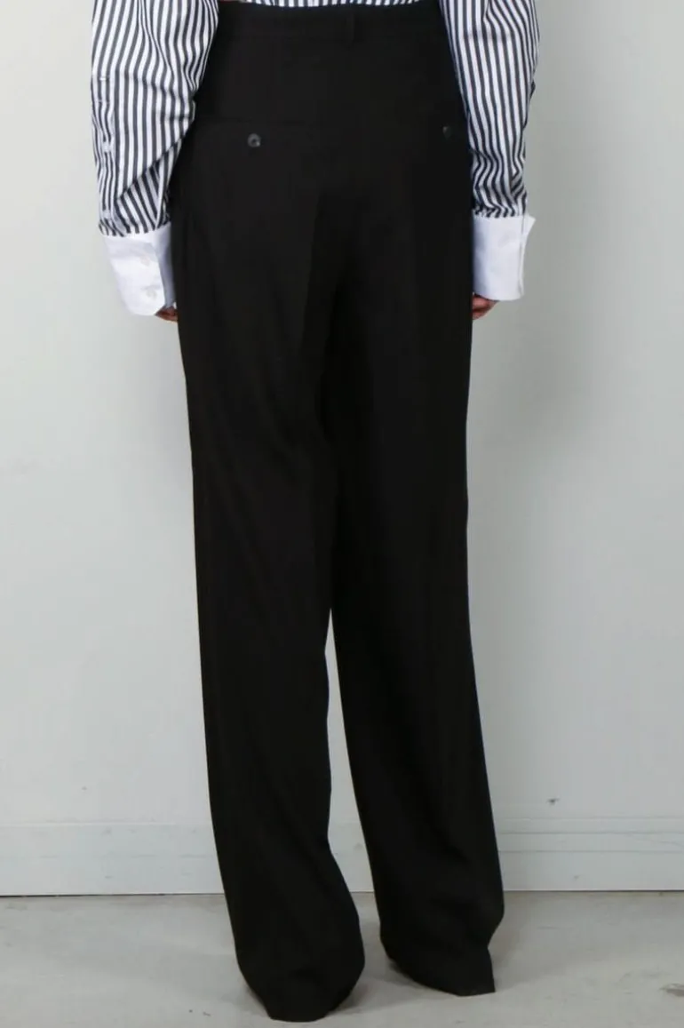 RÓHE Broek - Mid Waisted Pleated Trousers - Black