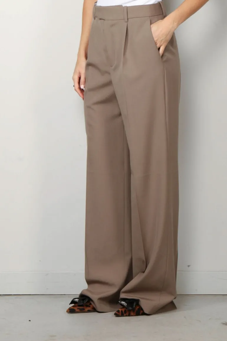 RÓHE Broek - Relaxed single pleated trousers - Khaki