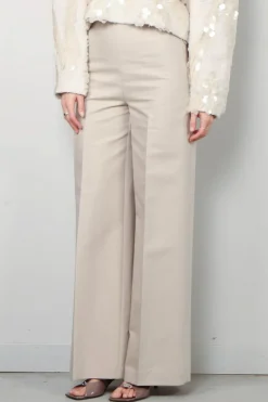 RÓHE Broek - Palazzo Leg Shaped Trousers - Sand