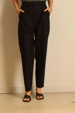 RÓHE broek - Carrot fit single pleat - noir