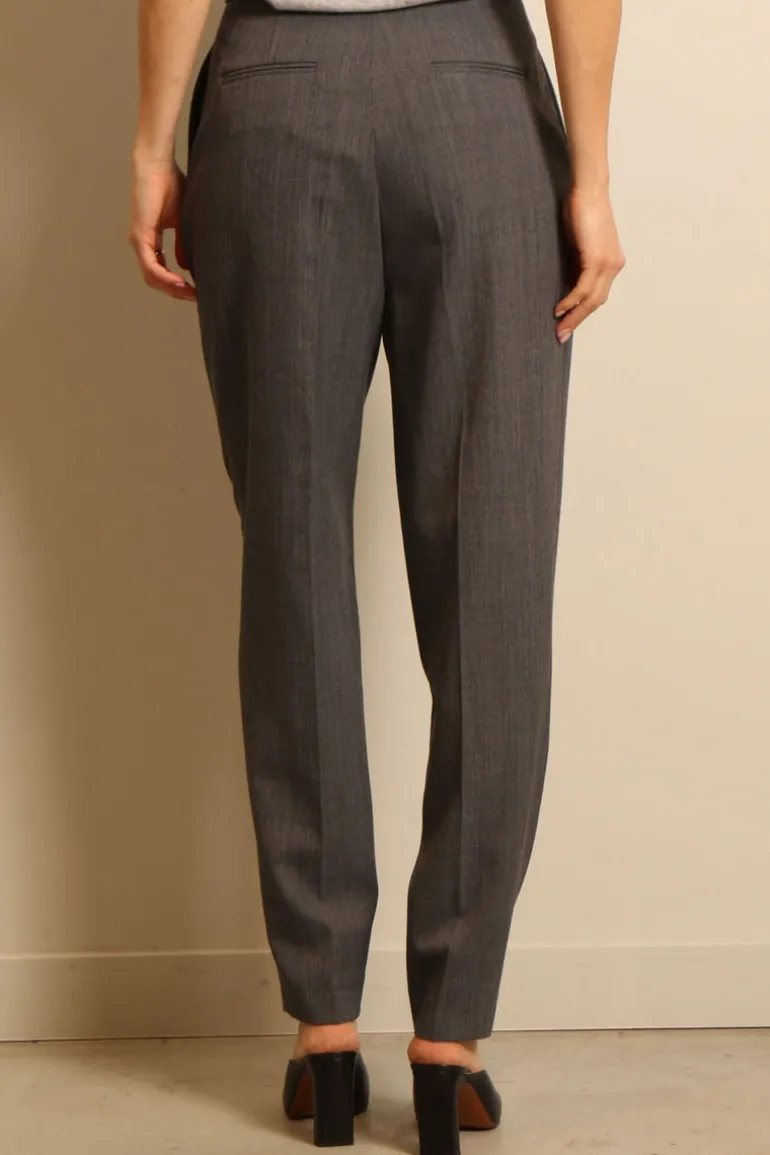 RÓHE broek - Carrot fit single pleat - grey melange