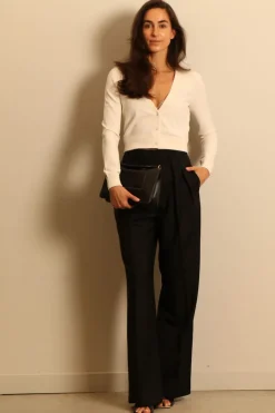 RÓHE Broek - Wide leg double pleated trousers - Black