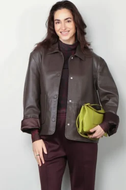 RÓHE Jasje - Leather Jacket With Patch Pockets - Earth