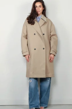 RÓHE Jas - Garden Coat With Suede Collar - Sand