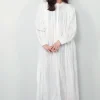 RÓHE Jurk - Pleated Ramie Dress - Optic White