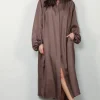 RÓHE Jurk - Pleated Silk Dress- Taupe