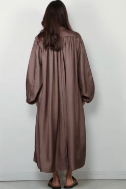 RÓHE Jurk - Pleated Silk Dress- Taupe
