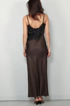 RÓHE Jurk - Lace Silk Slipdress - Earth