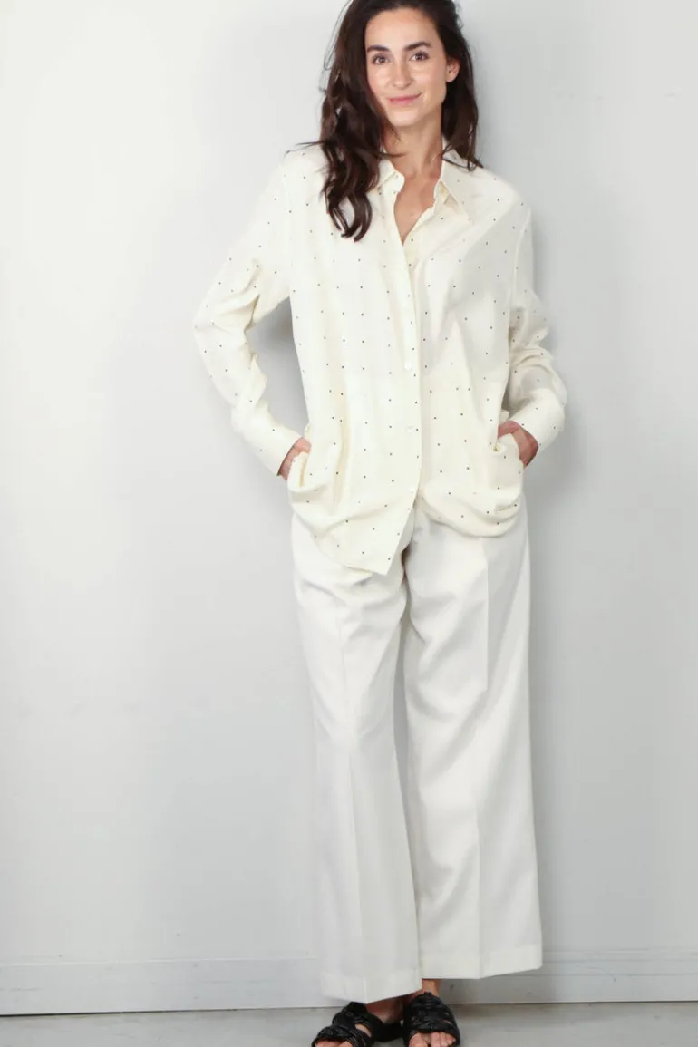 RÓHE pantalon - Wide leg tailored - cream