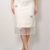 RÓHE Rok - Embellished Tullip Organza Skirt - Off White