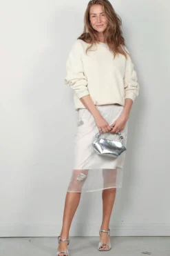 RÓHE Rok - Embellished Tullip Organza Skirt - Off White