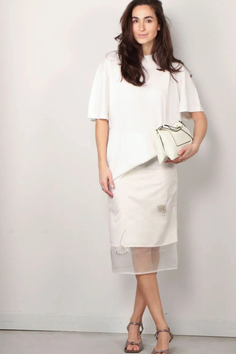 RÓHE Rok - Embellished Tullip Organza Skirt - Off White
