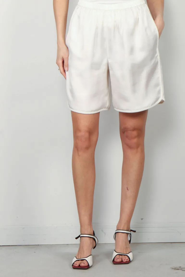 RÓHE Shorts - Taped Silk Shorts - Cream