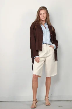 RÓHE Shorts - Baggy Fit Denim Shorts - Ecru
