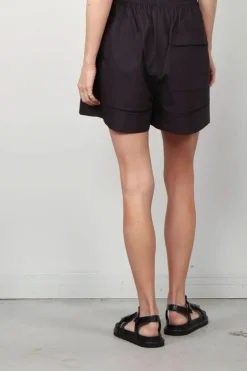RÓHE Shorts - Ladder Embroidered Poplin Shorts - Black