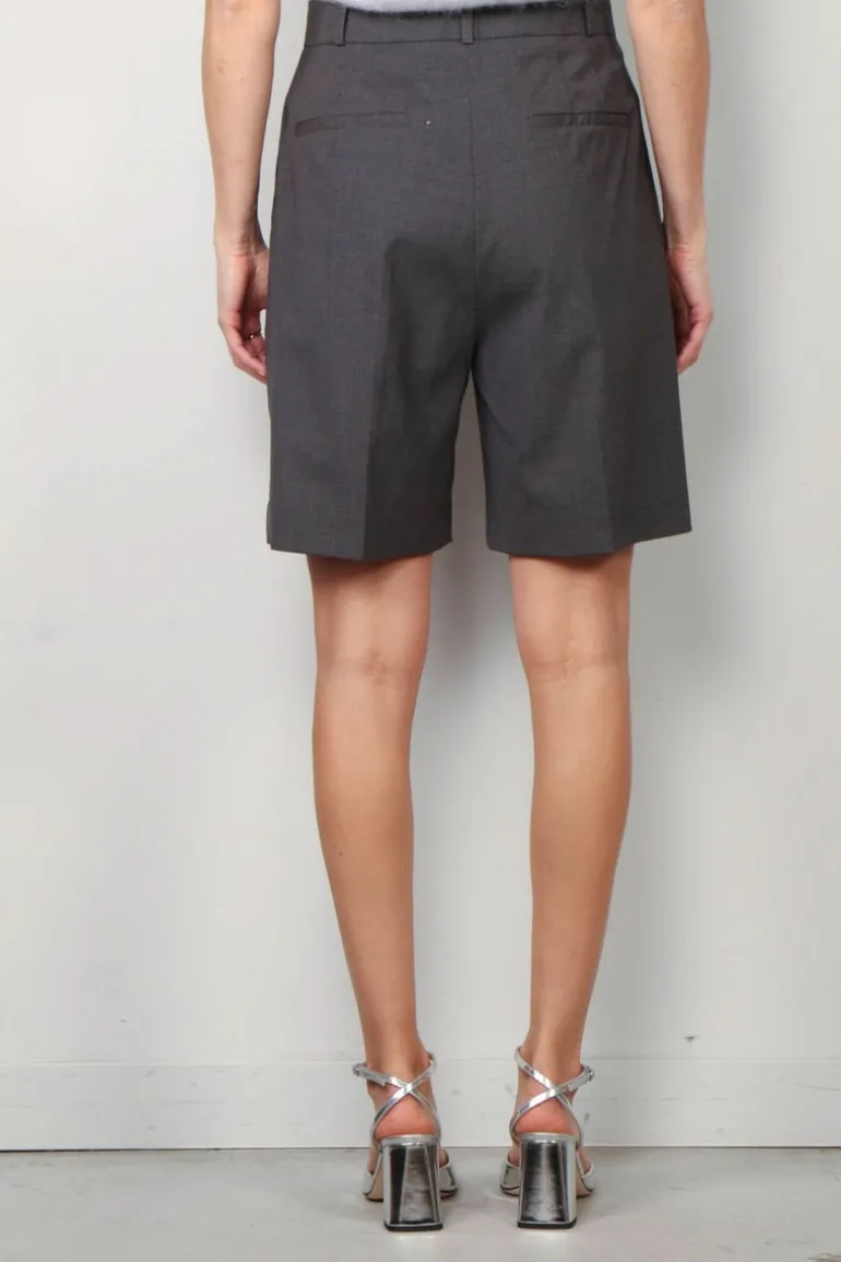 RÓHE Short - Tailored wide leg shorts - Dark grey melange