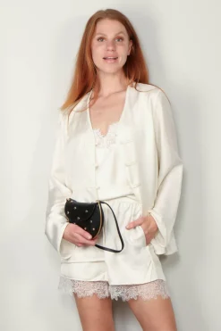 RÓHE Top - Mandarin Closure Silk Top - Cream