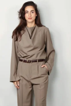 RÓHE Top - Draped wool top - Khaki