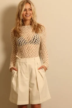 RÓHE top - Lace boat neck top - cream