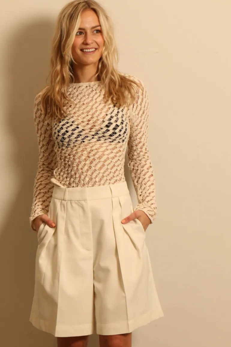 RÓHE top - Lace boat neck top - cream
