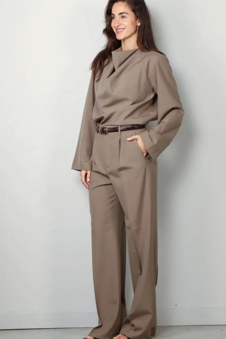 RÓHE Top - Draped wool top - Khaki