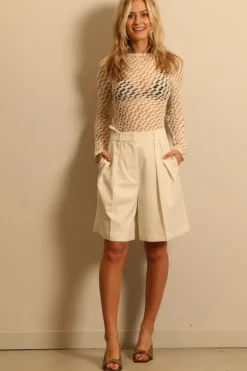 RÓHE top - Lace boat neck top - cream