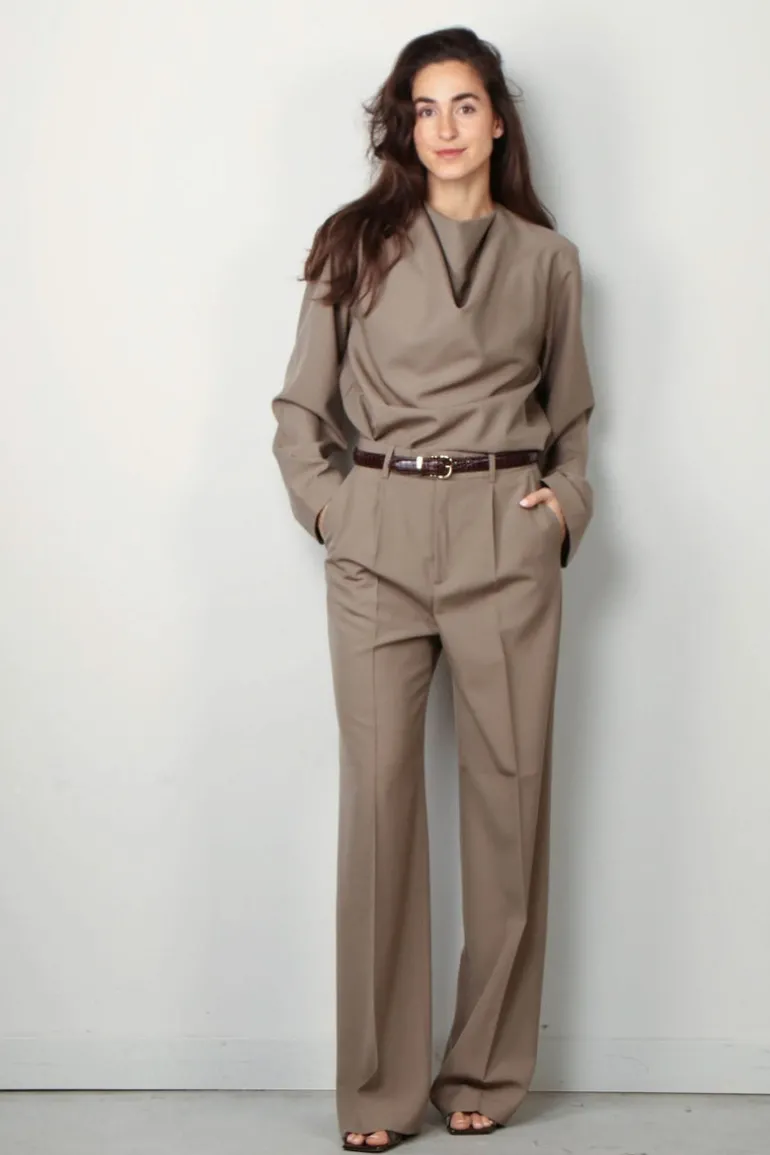 RÓHE Top - Draped wool top - Khaki