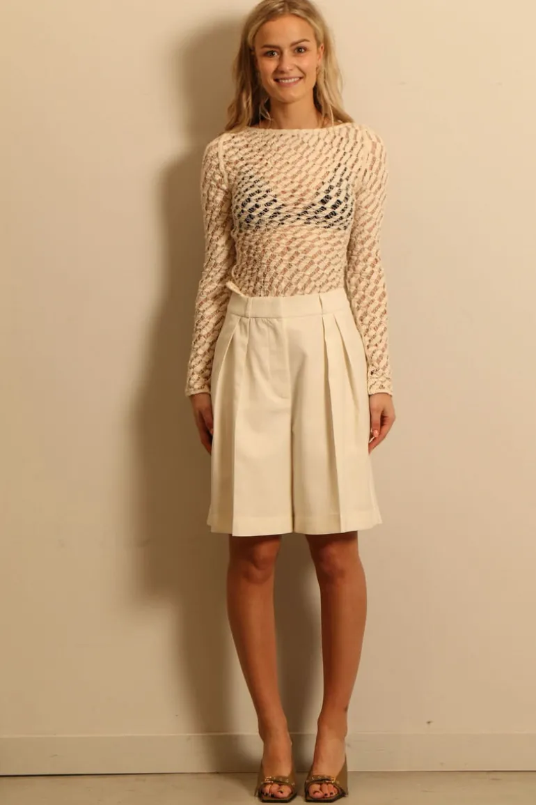 RÓHE top - Lace boat neck top - cream