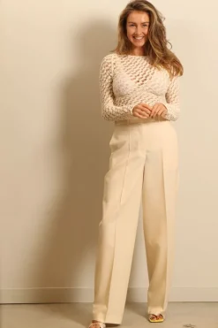 RÓHE top - Lace boat neck top - cream