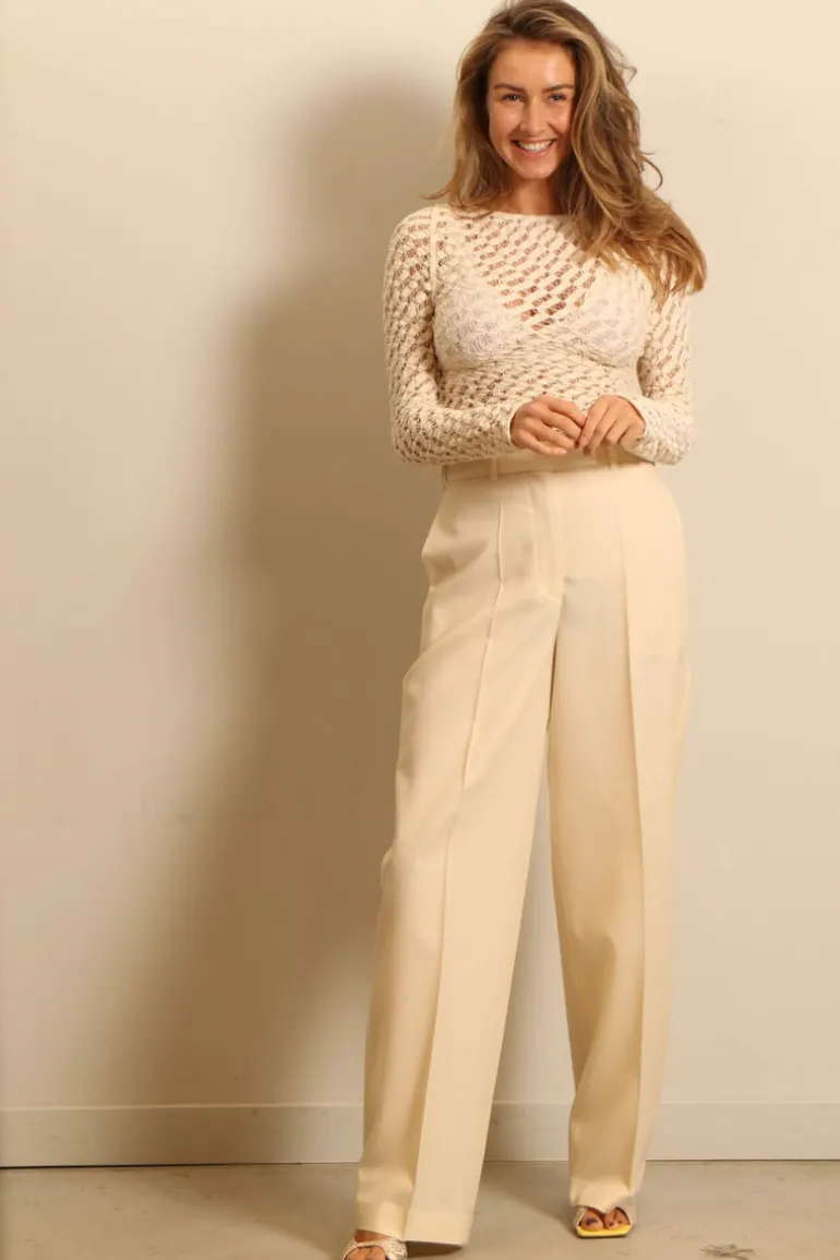 RÓHE top - Lace boat neck top - cream