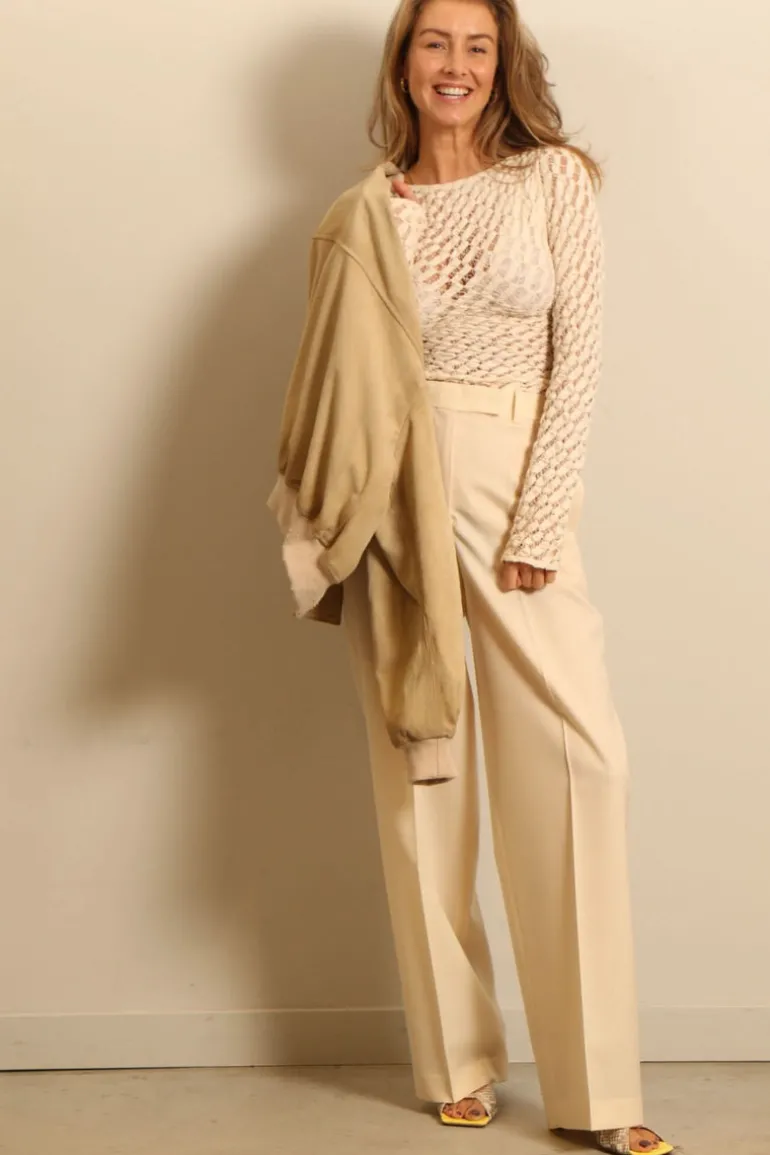 RÓHE top - Lace boat neck top - cream