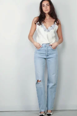 RÓHE Top - Silk Lace Camisole Top - Cream
