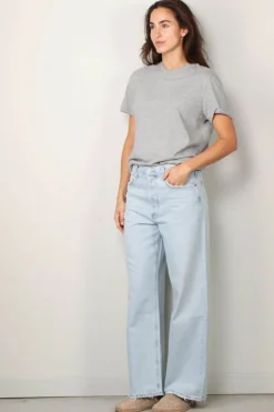RÓHE T-shirt - Slub melange cotton t-shirt - Light grey melange