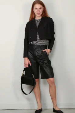 Rohe Shorts - Leather Loose Fit - Black