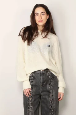Rotate Sweater - Light Knit Logo Sweater - Egret