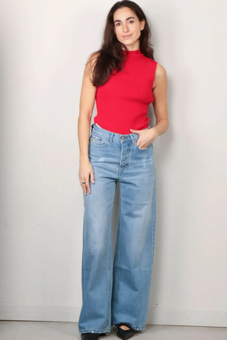 Rotate Top - Knit Sleeveless Top - Racing Red