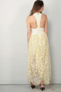 Rotate Jurk - Flower Beads Midi Dress - Egret