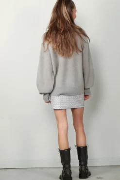 Rotate Sweater - Light Knit Logo Sweater - Ghost Grey
