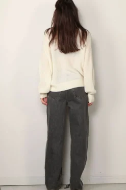Rotate Sweater - Light Knit Logo Sweater - Egret