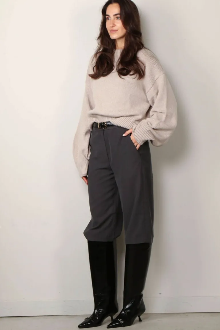 Rotate Sweater - Knit Crewneck Sweater - Simply Taupe Beige