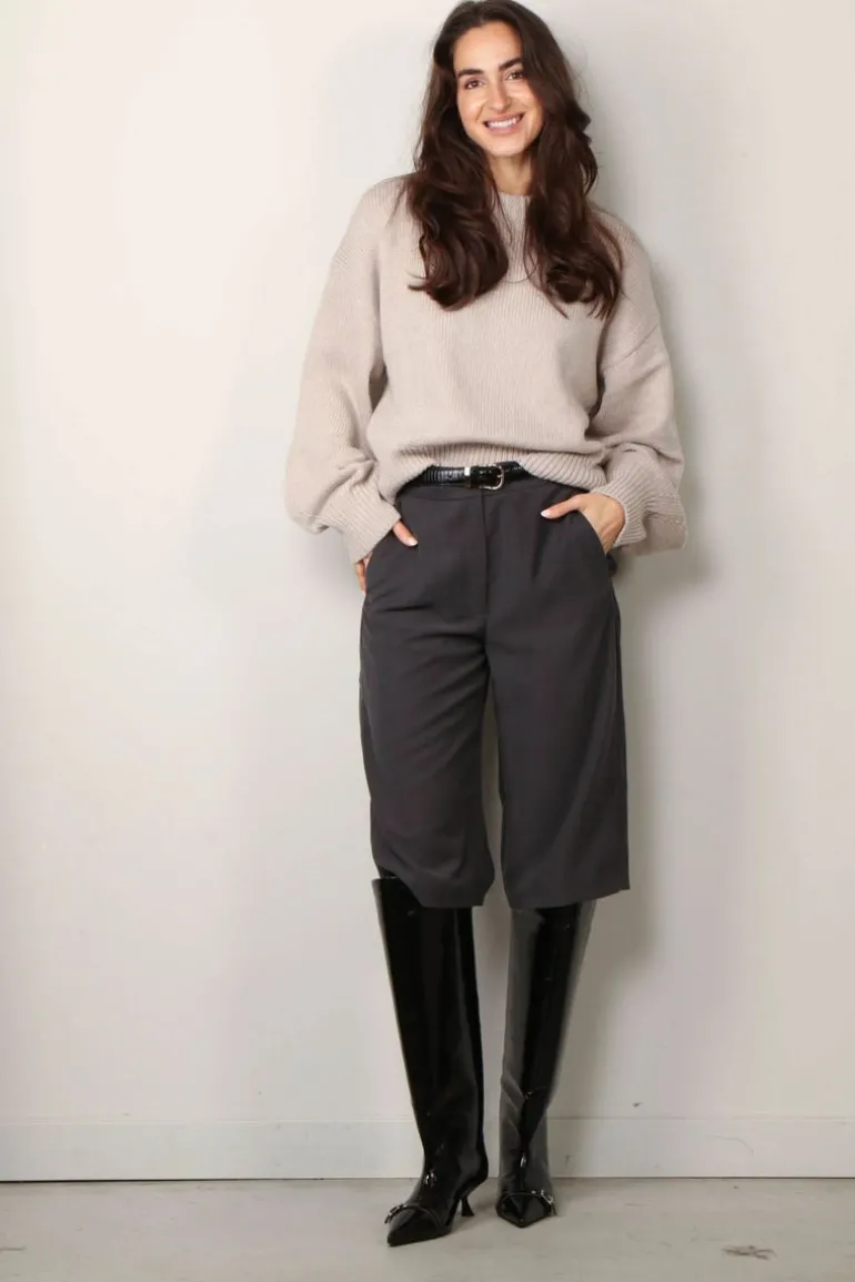 Rotate Sweater - Knit Crewneck Sweater - Simply Taupe Beige