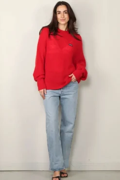 Rotate Sweater - Light Knit Logo Sweater - Racing Red