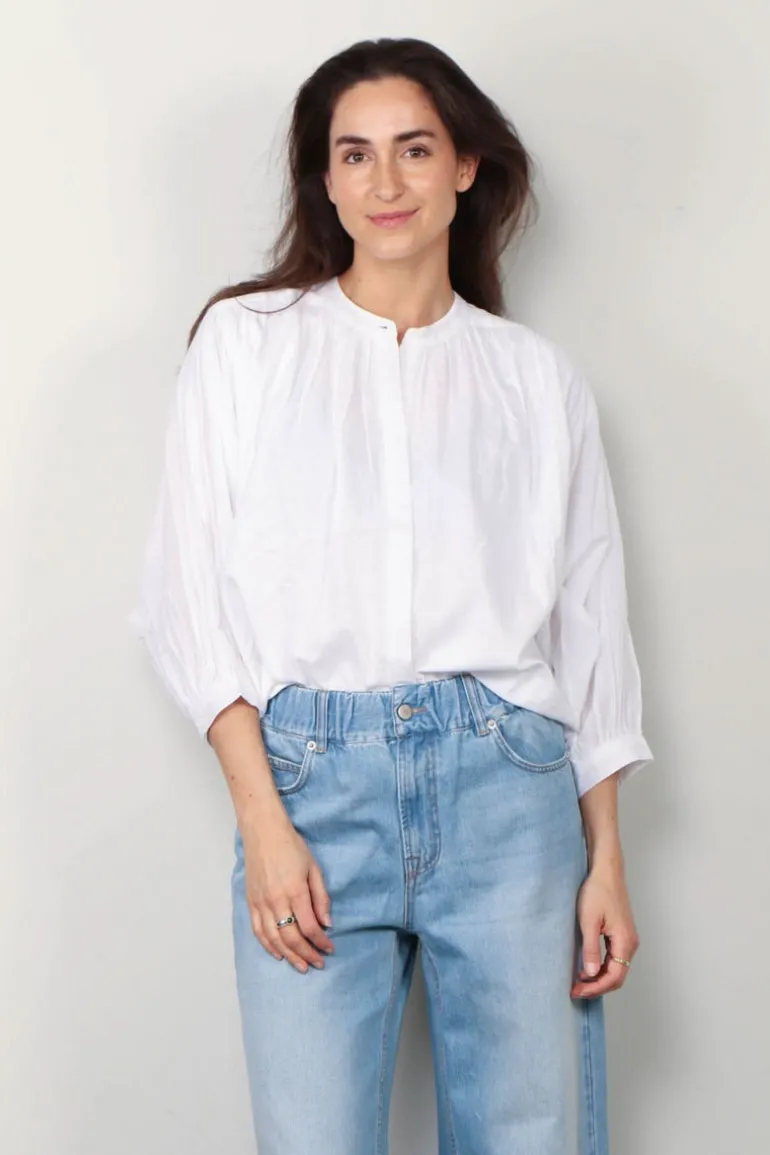 Sea Me Happy blouse - Balloon Blouse - white